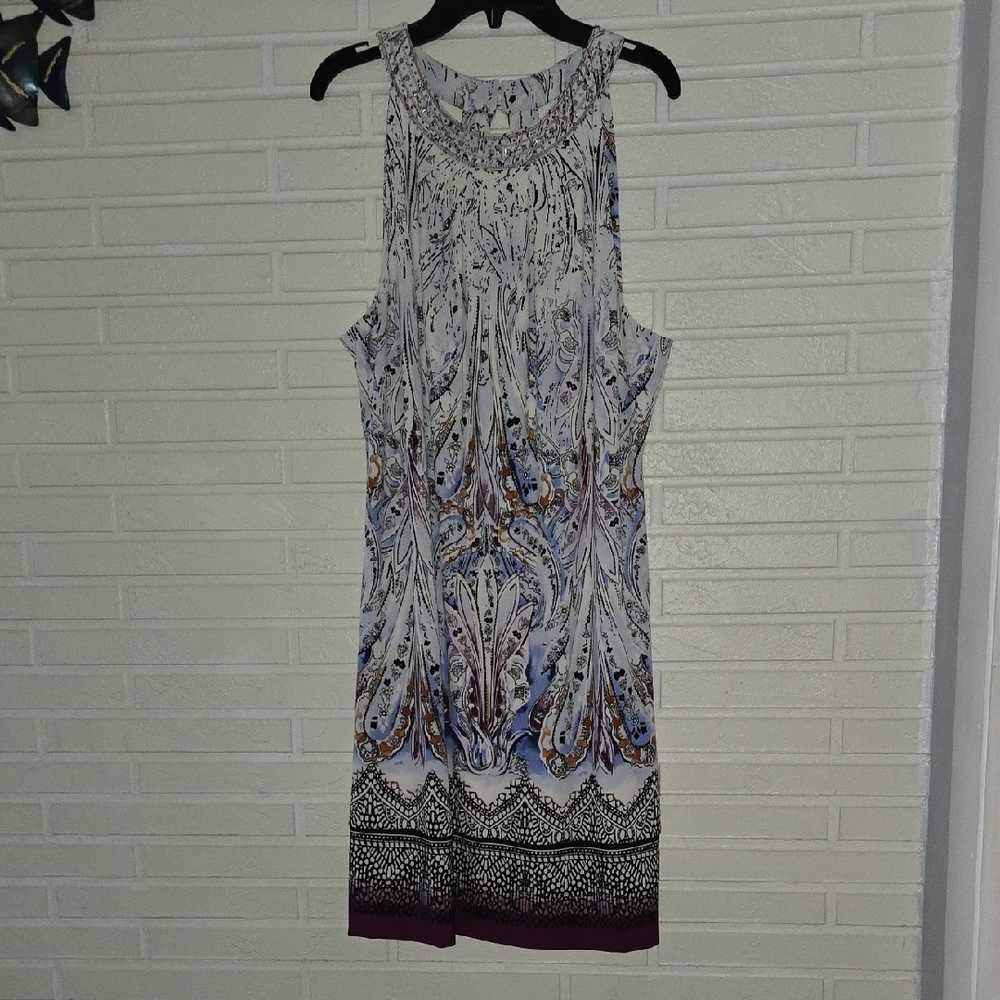 White House Black Market Paisley Midi Dress - Purple and Black